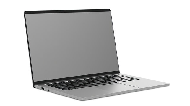 Laptop with an empty blank screen on transparent background, (png files), Copy space, Generative AI