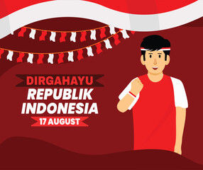 The celebration of Indonesian Independence Day, August 17th. Vector Design Template of Indonesia for presentations, websites, social media, posters, and banners.