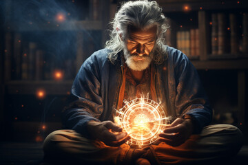 shot of spiritual enlightener's connection to timeless wisdom Generative AI