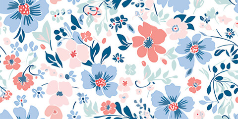 Beautiful seamless vector liberty pattern with gentle abstract flowers. Modern floral pattern. Collage contemporary seamless pattern. Hand drawn pattern © Eli Berr