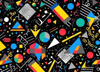 Memphis seamless pattern in retro style. Geometric elements memphis in the style of 80's.