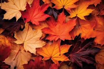 Naklejka na ściany i meble Autumn maple leaves background. Colorful autumn maple leaves background.