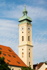 Obraz premium Clock tower of old German church