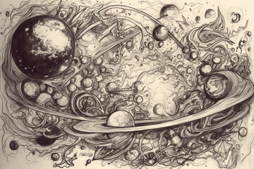 Galactic space scene, Tattoo Sketches, 