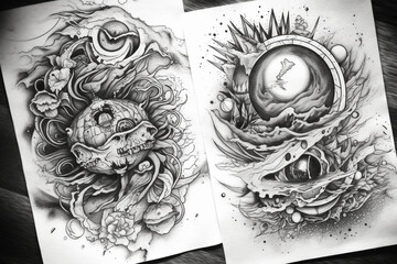 Galactic space scene, Tattoo Sketches, 