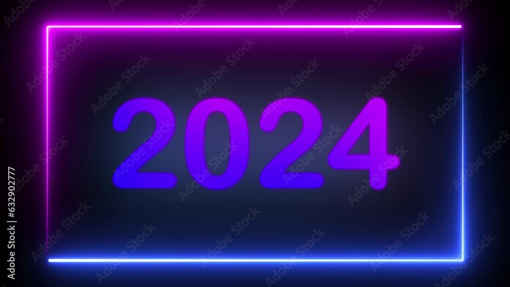 Wall mural step into countdown happy new year 2024 vibrant sci-fi scene with our mesmerizing abstract neon loop