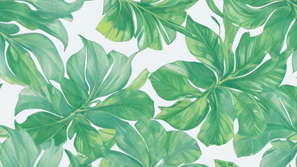 seamless pattern with green leaves, generative ai