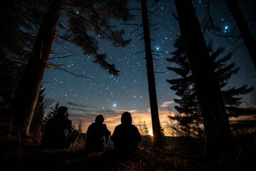 Mother And Her Family Stargazing, Generative AI