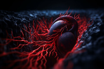 An ultrasound image of a major artery, showing the flow of blood, Circulatory system, bokeh  - obrazy, fototapety, plakaty
