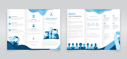 Trifold brochure, pamphlet, triptych leaflet or flyer template which shows the importance of early detection and proper treatments in men's health issues such as prostate cancer