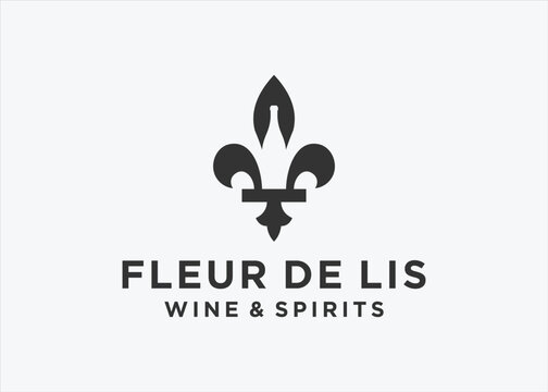 fleur de lis with bottle logo design vector silhouette illustration