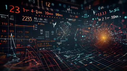 A mathematical style with formulas graphs and symbols