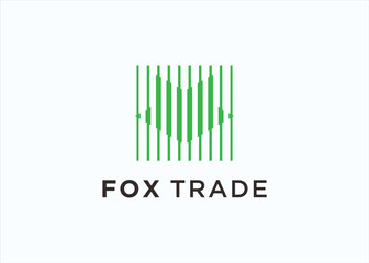 fox with trading logo design vector silhouette illustration