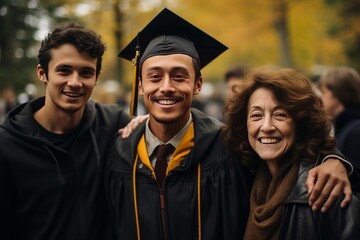 Obraz premium Graduate Thanking Their Parents, Generative AI