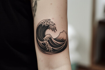 Wave crest, Minimal tattoo, 