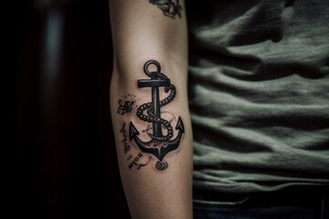 Anchor and rope, Minimal tattoo, 