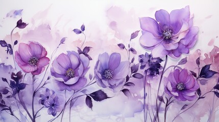 Elegant flower with watercolor style for background and invitation wedding card, AI generated image