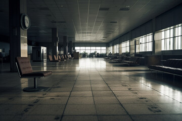 Silent and deserted airport departure lounge, Business,  - obrazy, fototapety, plakaty