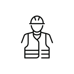Construction worker line icon isolated on white background. Worker icon. Builder icon