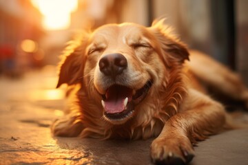 happy labrador dog in the sun. pets.generative ai.