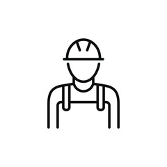 Construction worker line icon isolated on white background. Worker icon. Builder icon