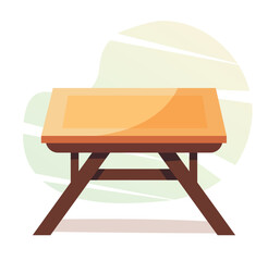 Wooden tables for home in flat and cartoon style.