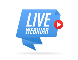 Online webinar button. Internet conference video icon. Live broadcast, internet education. Internet broadcast. Live video broadcast. Online conference, remote communication. Vector illustration