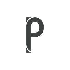 Initial alphabet letter P font icon