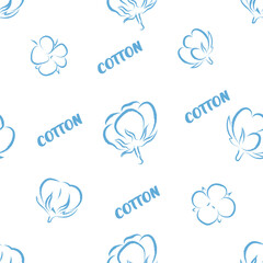 Vector image. Seamless pattern. Cotton bloom. Cotton