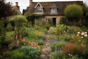 Fototapeta na wymiar English cottage garden, Landscape Design, 