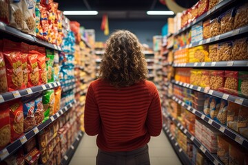 Shopper Browsing Through The Cereal Aisle, Generative AI  - obrazy, fototapety, plakaty