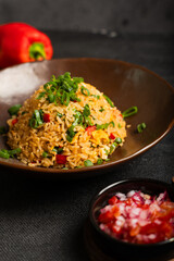 Typical traditional dish called Arroz chaufa, which is a fusion between Peruvian and Asian food.
