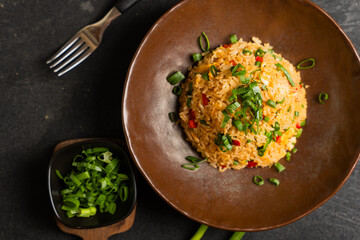 Typical traditional dish called Arroz chaufa, which is a fusion between Peruvian and Asian food.