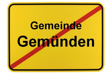 Illustration eines Ortsschildes der Gemeinde Gemünden in Hessen