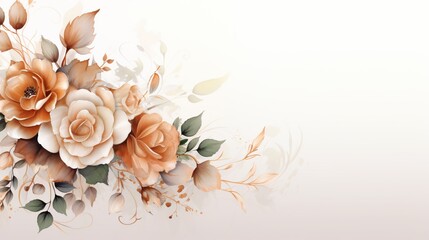 Obraz na płótnie Canvas Elegant flower with watercolor style for background and invitation wedding card, AI generated image