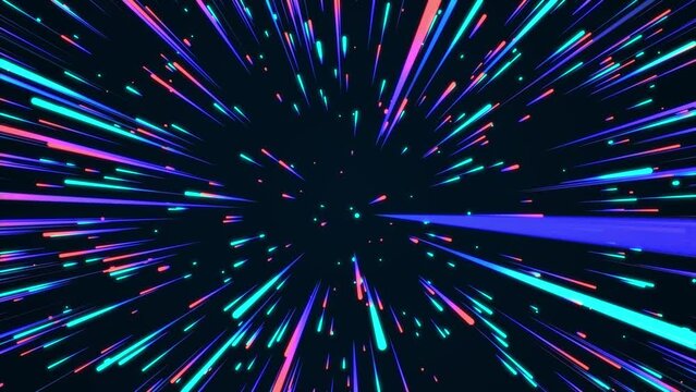 Future hyperspace star travel. Abstract colors light ray on the speed. Explosion in universe. Movements galaxy in infiniti. Warp jump background. Hyperspeed firework. Perspective lines. 3D rendering.