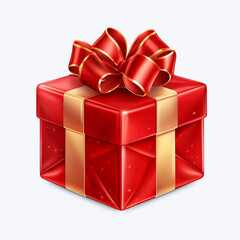 Obraz premium Red gift box isolated on transparent with generate Ai