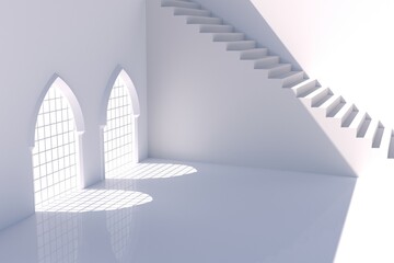 stair background image, 3D rendering
