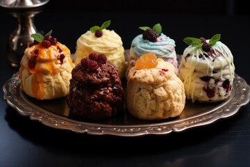 variety of scones with different toppings