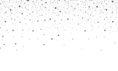 Falling stars background. Stars pattern. Light silver glitter confetti.