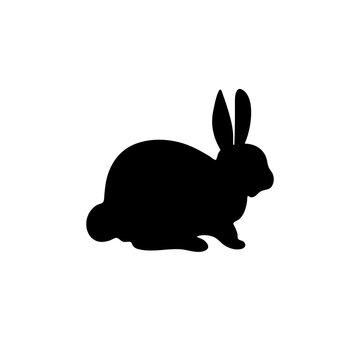 Rabbits silhouette. Bunny symbols. Hare silhouette. Farm animal icon