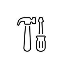 Tools line icon isolated on white background