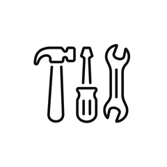 Tools line icon isolated on white background