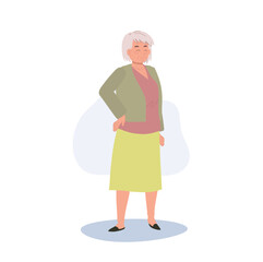 Full Length Illustration of a Happy Elderly Woman. Joyful Senior Lady