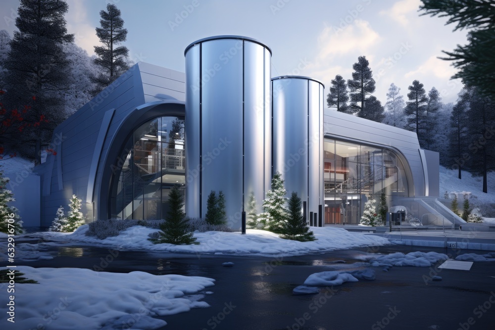 Canvas Prints cryonics facility exterior with futuristic architecture