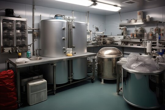 cryonics equipment and tools on a sterile laboratory table
