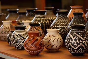 traditional pottery with cultural patterns and motifs
