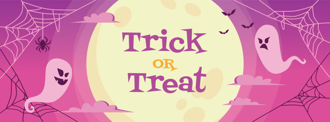 halloween trick or treat party invitation background vector illustration