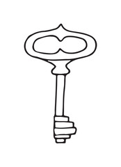Old key house. Old key silhouette antique lock. Vector illustration