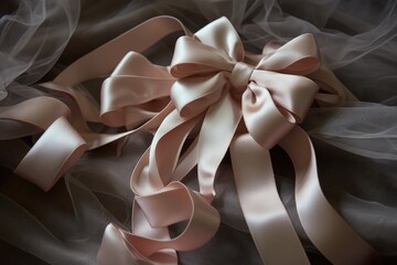 close-up of ballet slippers ribbon tied in a bow - obrazy, fototapety, plakaty